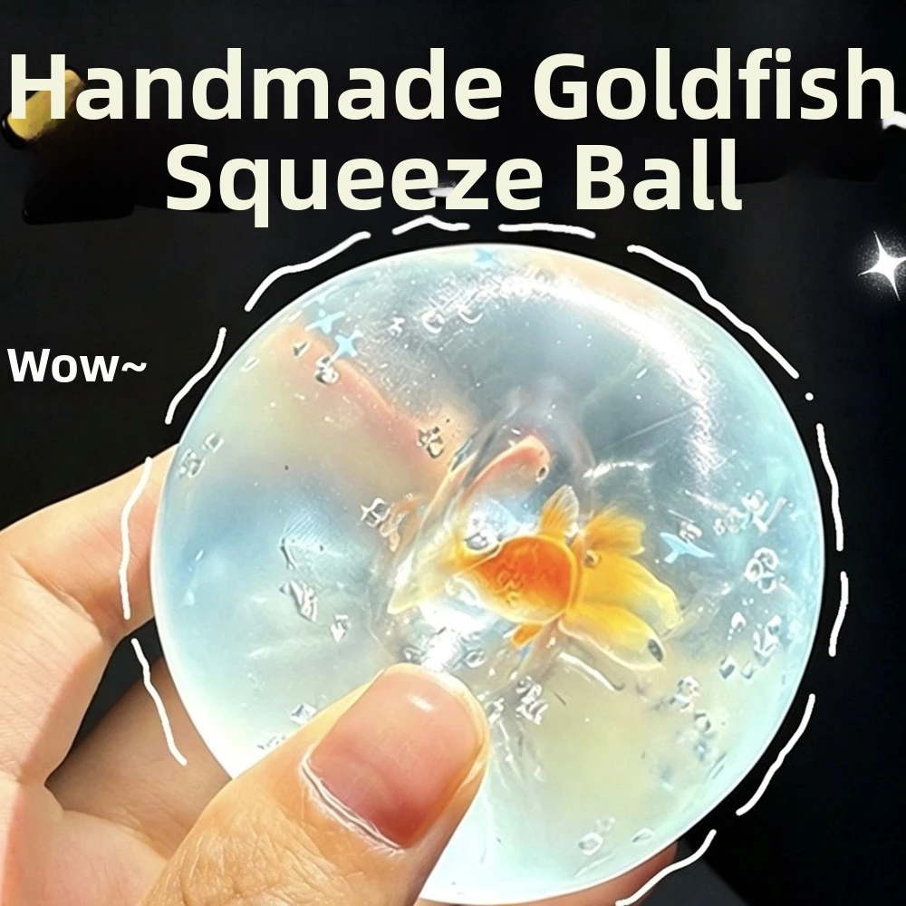 Soft TPR Goldfish Ball Fidgets Clear Flexible Decompression Squeeze Toy Slow Rebound Round Stress Relief Hand Ball for Adults