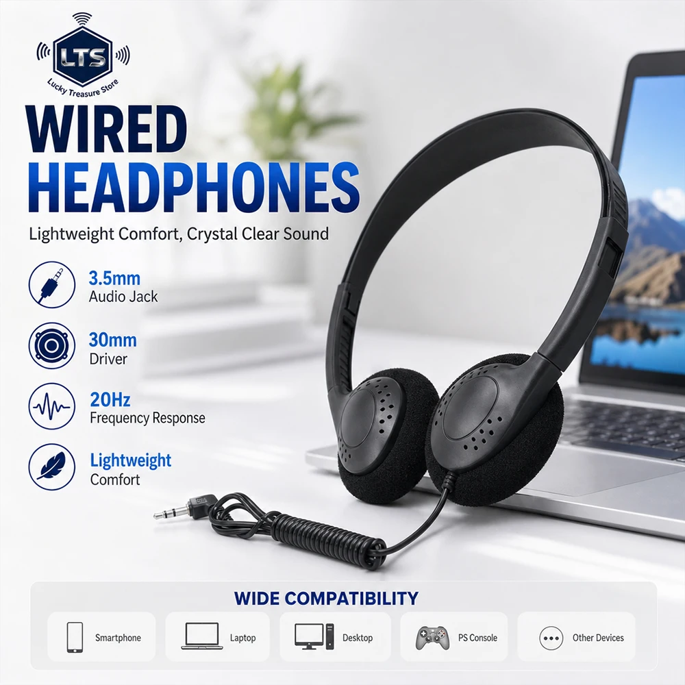 Bequemes Tragen, Geräuschreduzierung, tragbarer ABS-Kopfhörer, kabelgebundenes Headset, Ohrhörer, Stereo, 3,5 mm, klares Gaming für Gamer