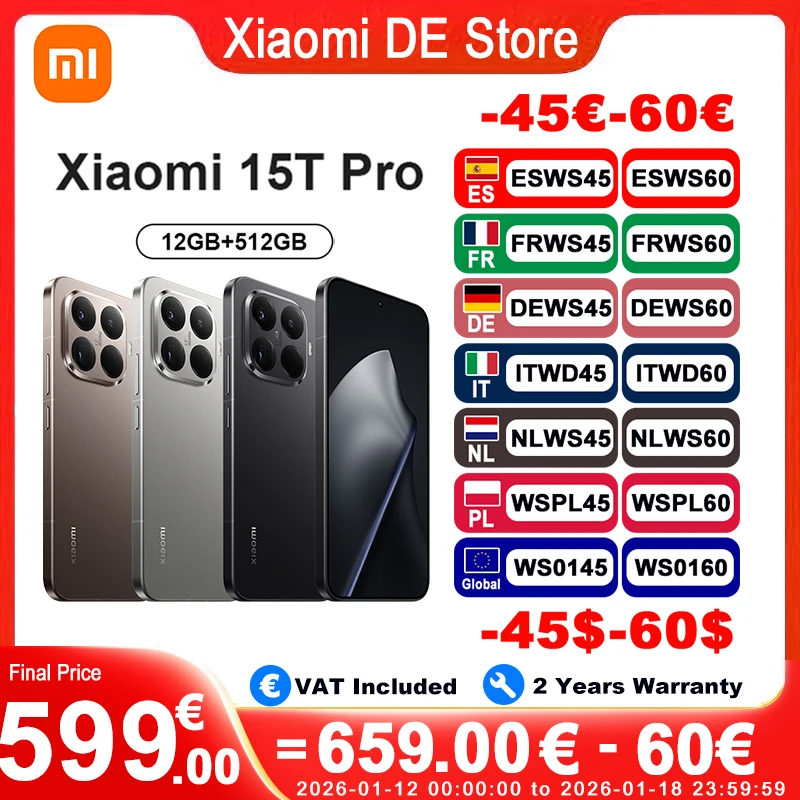 Version mondiale Xiaomi 15T Pro Smartphone 12GB 512GB Leica 5X Pro téléobjectif Triple caméra immersive 6.83 "écran