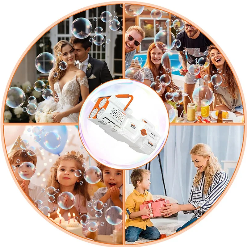 BEDW-LED Light Bubble Machine 60-gaats elektrische volautomatische zeepbelmachine voor kinderen Outdoor Party Child Gift