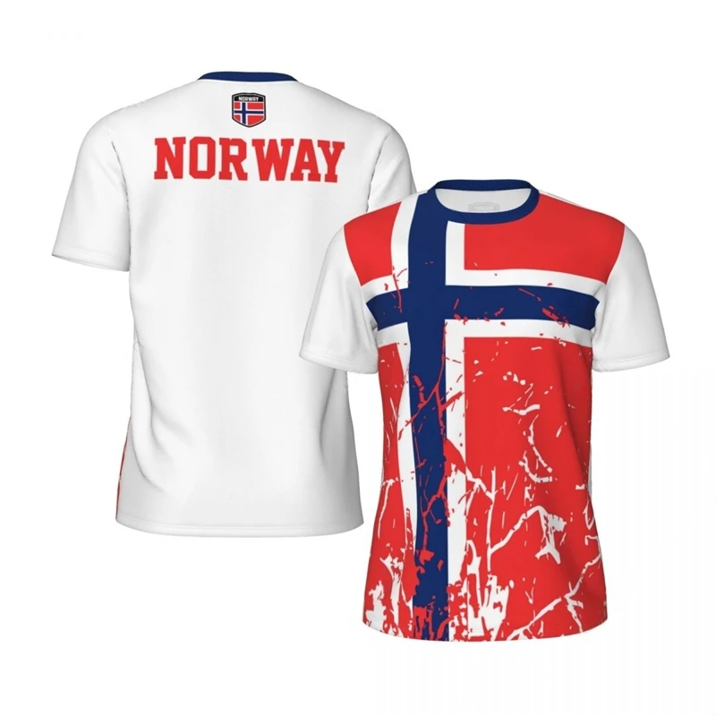 Norway Flag Football T Shirts For Men Fashion Summer National Emblem 3D Printed Jersey Casual Quick Dry Breathable Tees Tops