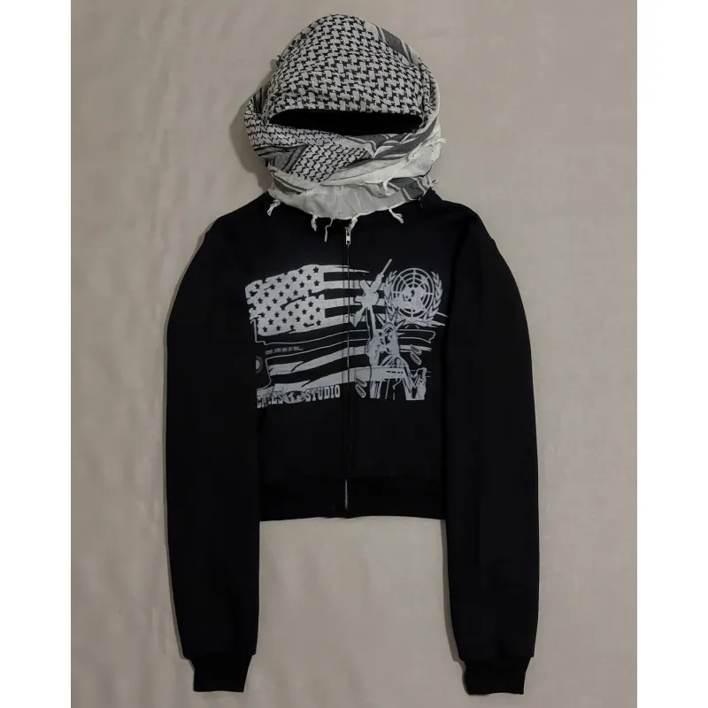 2025 Felpa con cappuccio con giunture per uomo e donna stampata alla moda di strada europea e americana autunno/inverno