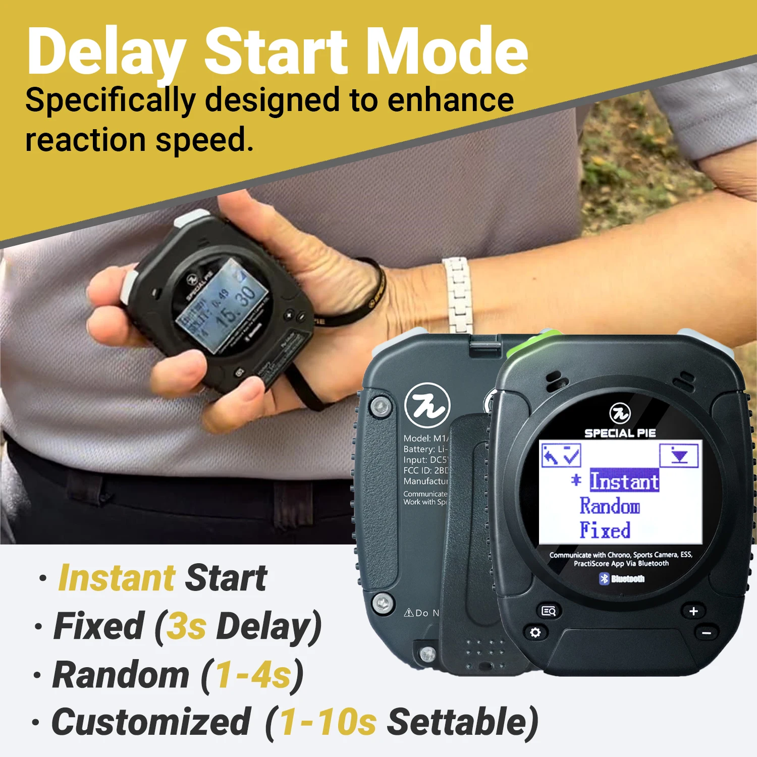 IPSC Official Certified Shot Timer-Rechargeable ,Multilingual for IPSC,USPSA,IDPA Competitions Special Pie M1A2+