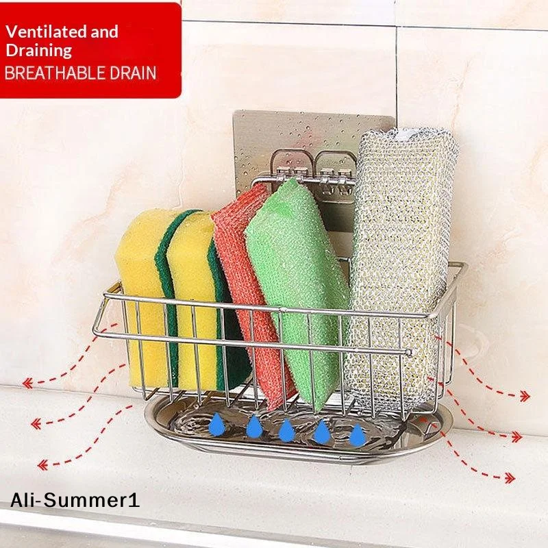 【E】Stainless Steel Kitchen Drain Rack Drain Basket Sink Side Rack Storage Multifunctional Kitchen Bathroom Drain Rack Household