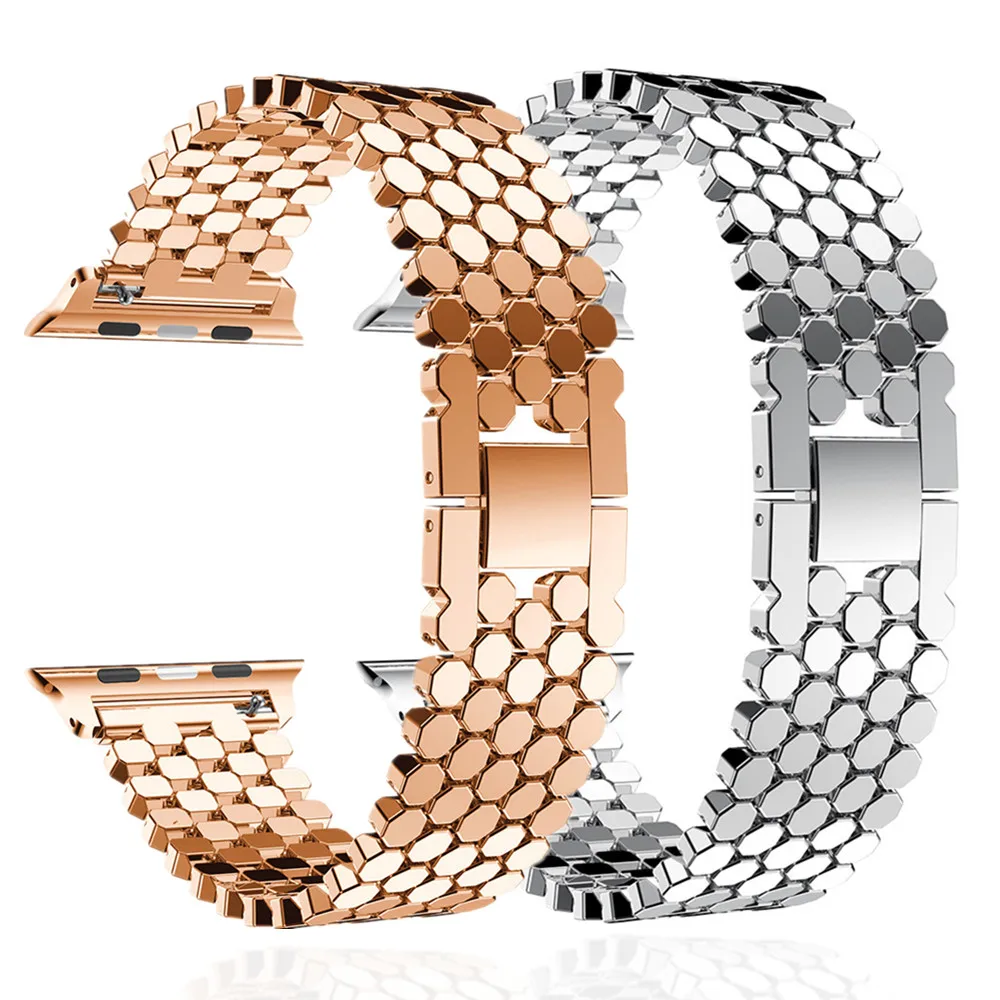 Luxury Stainless Steel Bracelet for Apple Watch Ultra2 49mm 44 45 42 38 40 41mm Honeycomb Metal Strap for iWatch 9 8 7 6 SE 5 4