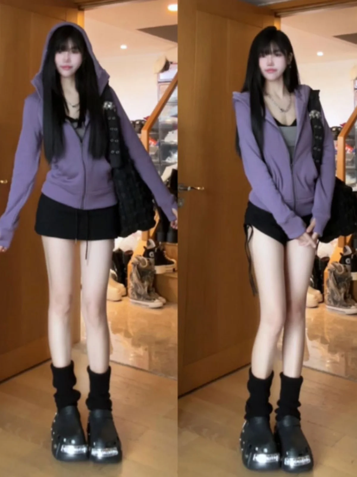 

Unique Zipper Hoodie Sportswear Korean Style Short Coat for Small Figures Fashionable Commute Windbreaker Women's Jacket