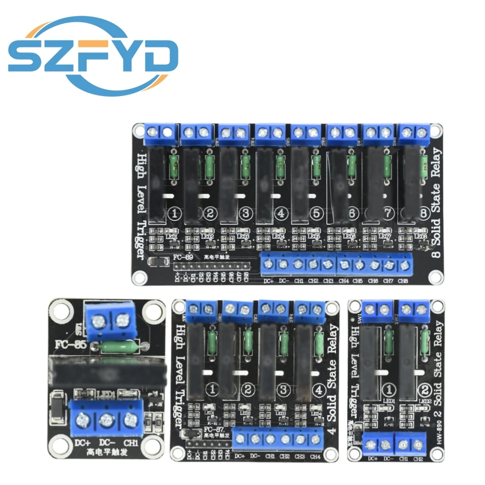1 2 4 8 Channel 5V 12V 24V DC Relay Module Solid State High Level SSR AVR DSP G3MB-202P Relay 250V 2 for Arduino Raspbery pi