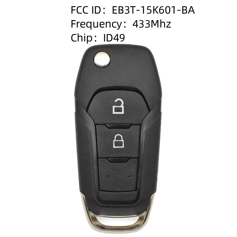 2/3 Button Remote Car Key ID49 Chip 315/433MHz FCC ID:N5F-A08TAA For Ford Escort Transit Explorer Fusion Ranger F150