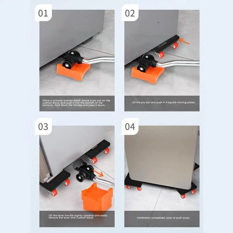 Roues pour Déménagement de Meubles, Portable, 4 Roues, Chariots, 500 Écrous, Capacité de Charge, Ensemble d'Outils de Déménagement pour Raps