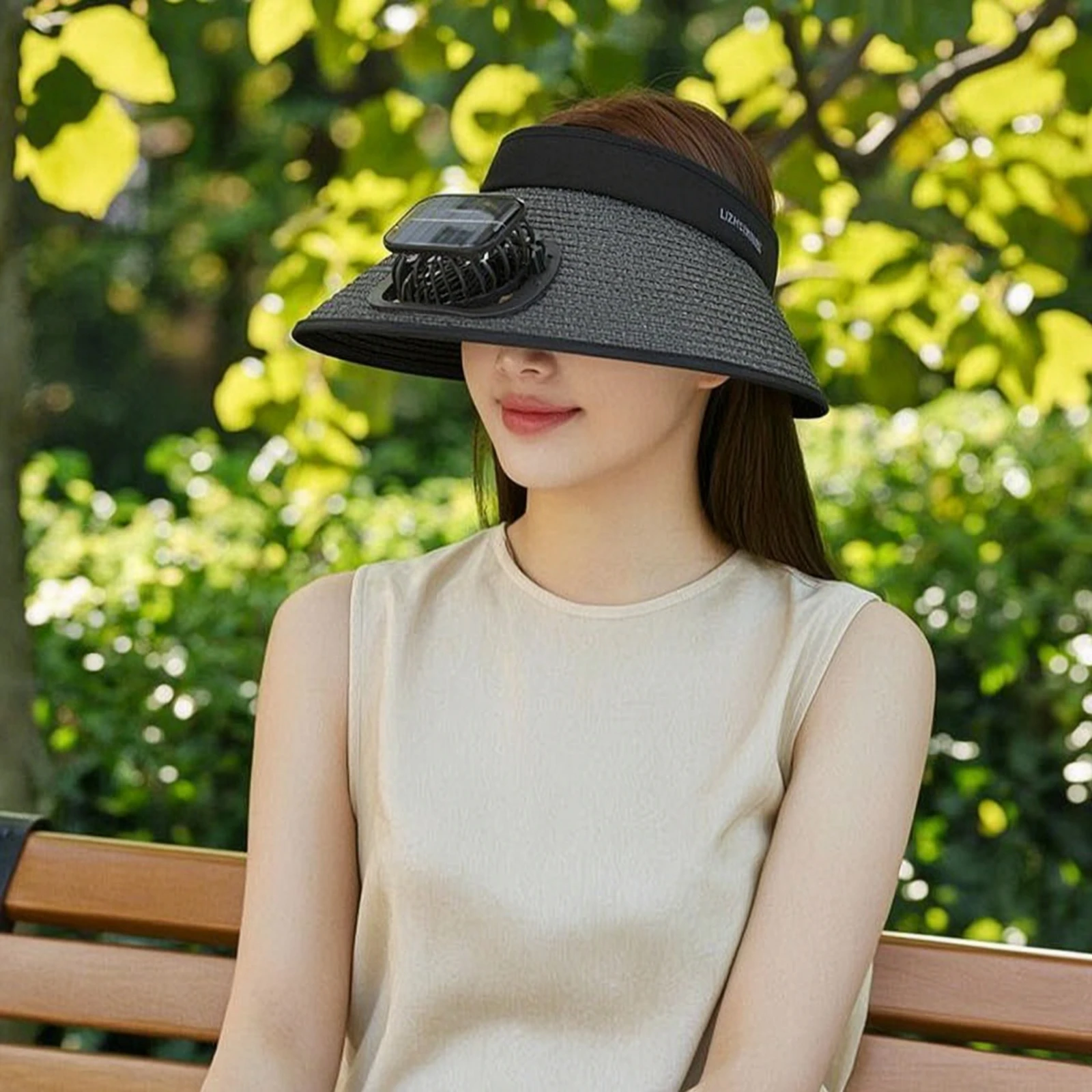 Solar Powered Fan Hat Rechargeable Solar Fan Hat Sunshade Cap Breathable Adjustable for Gardeners, Gardening, Hiking