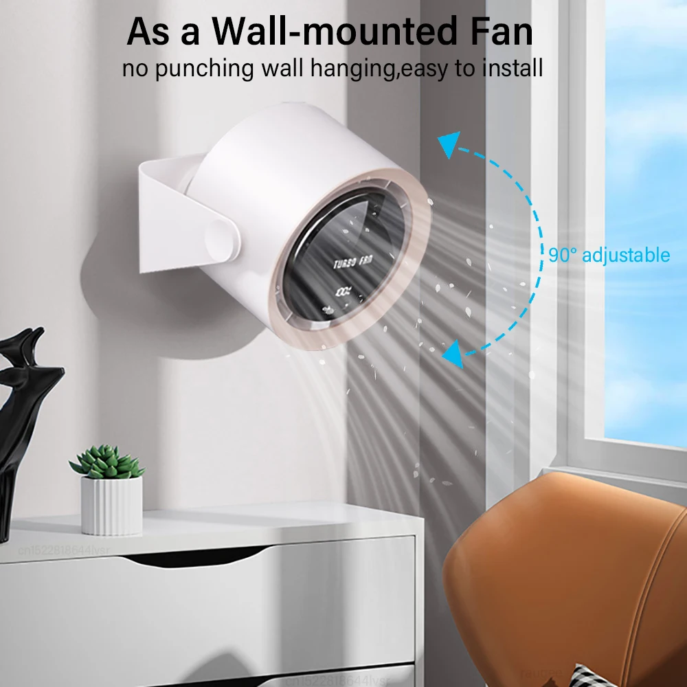 Electric Fan Wireless 4000mAh Rechargeable Portable Fan Desktop Wall Ceiling Turbo Fan Quiet Ventilator Air Circulator Cooler