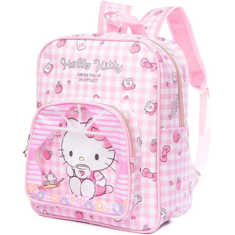 Hello Kitty Backpacks Kawaii Japanese School Bag Children's Leather Waterproof Backpack Cartoon Stitching Student School Bag