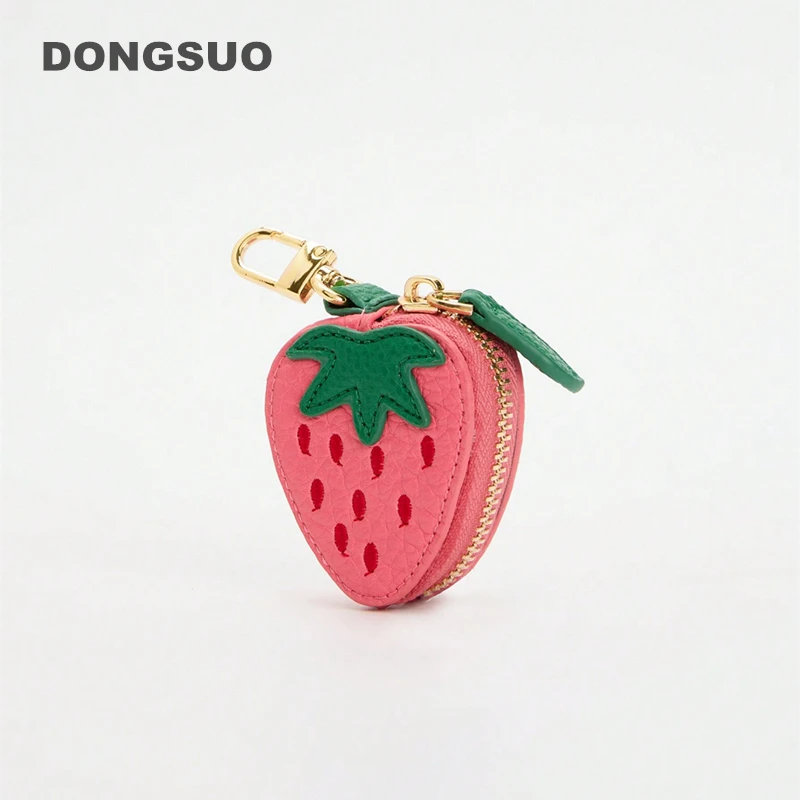 Strawberry Fruit Charm coin purse cute key chain mini pouch Wallet gift for girl women