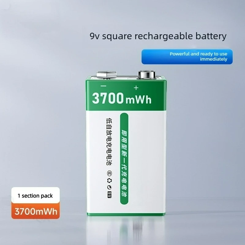 Hot Sale New 9V 6F22 3700mWh Rechargeable Li-Ion Battery for Smoke Detector Guitar Garage Door Opener Guitar Pedals Smoke Alarm