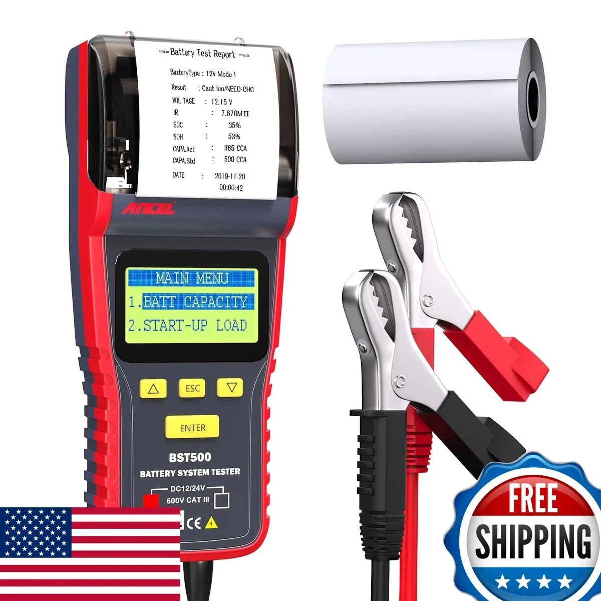 Battery Load Tester - Car Battery Tester Printe Automotive Battery