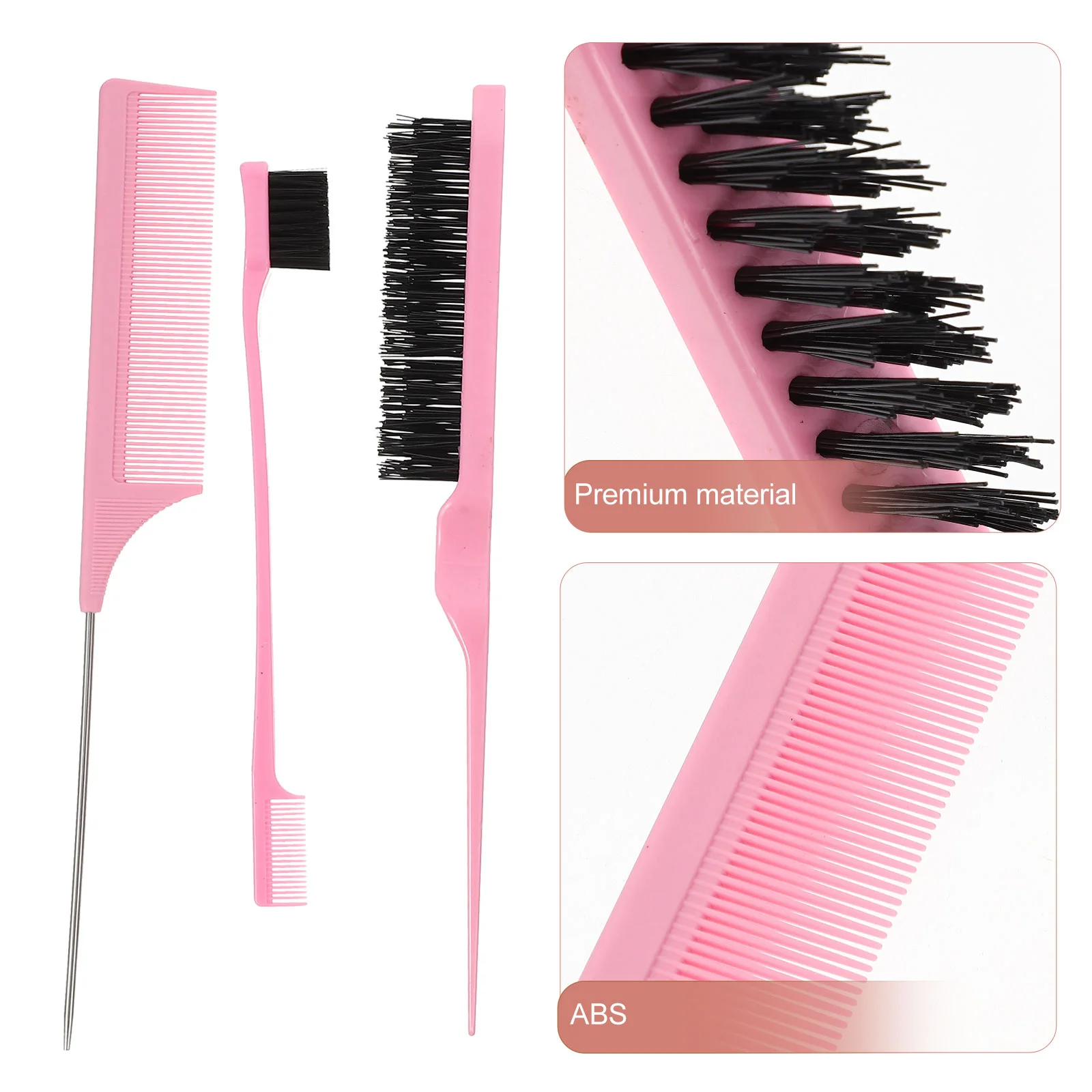 

Comb Hair Brush Set Detangling Tail Haircut 22X3CM Combs for Styling Pink Barber Professional Women's