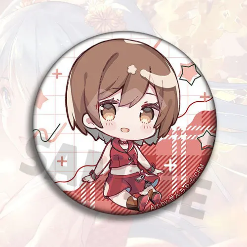 Anime Hatsune Miku versión Q insignia Pin broche película de vidrio diseño roto Vocaloid MIKU mercancía coleccionable sonido de espejo