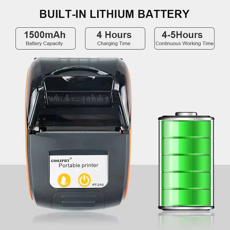 GOOJPRT 58mm Mini Portable Thermal Printer Bluetooth Ticket Bill Receipt POS Printer For Business For iOS/Android Mobile Phone