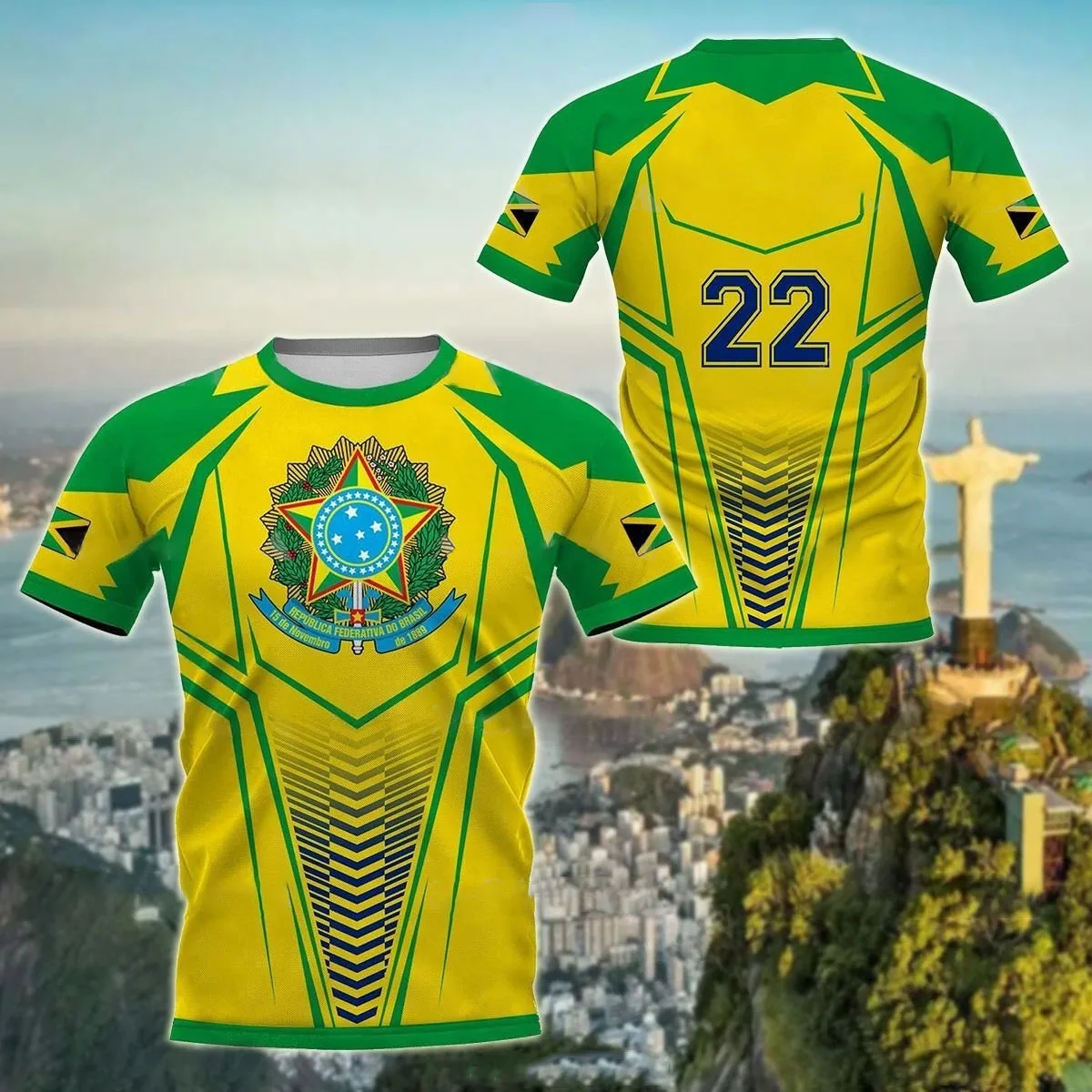 Camiseta con estampado 3D de bandera de emblema nacional de Brasil para niños y niñas, camiseta informal con cuello redondo, Top de moda, ropa para niños, Verano