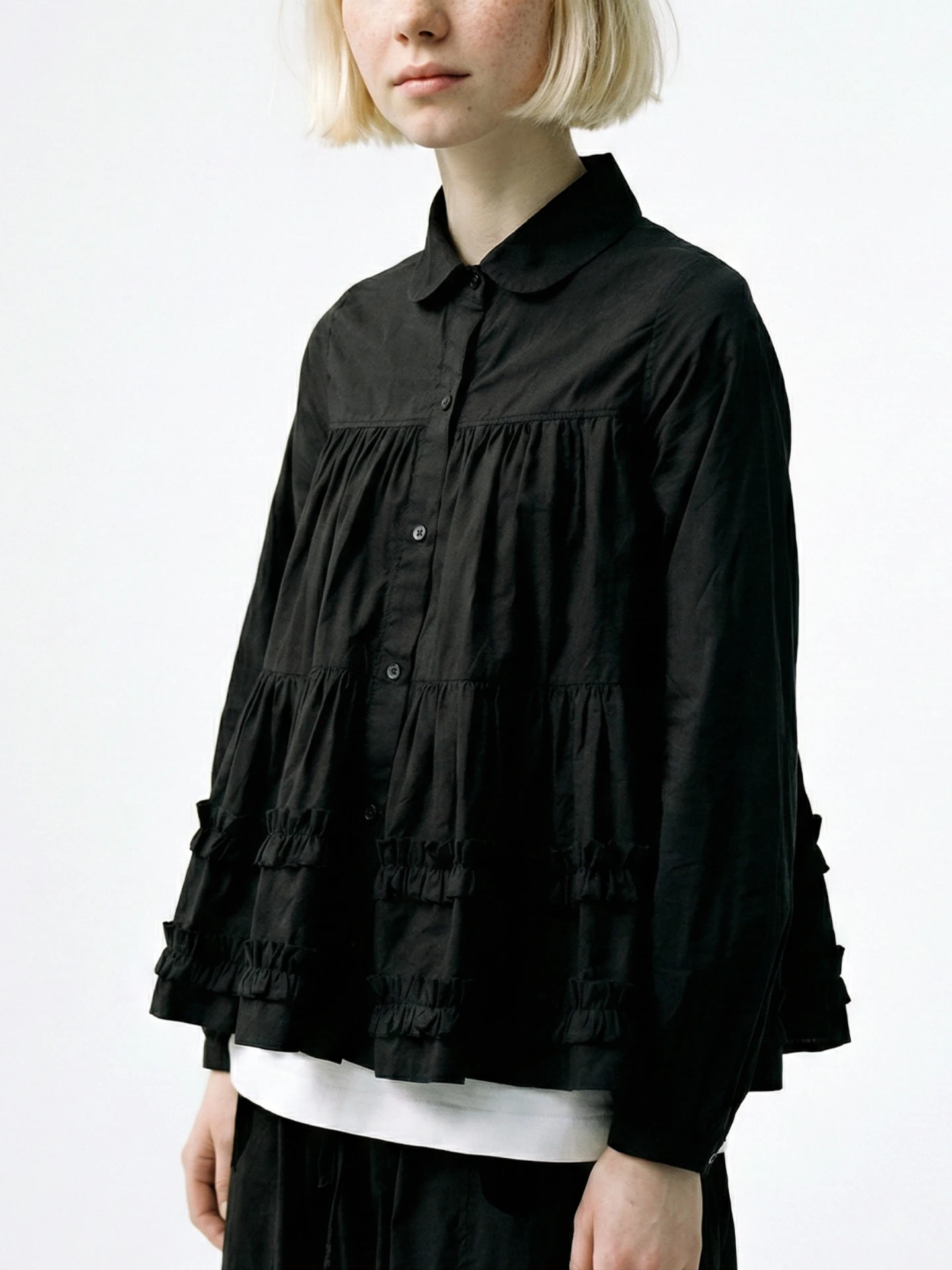 

Ретро-топ Forest System Bla из чистого хлопка, свободный крой, с длинными рукавами, универсальный, дышащий, комфортный, женская весенняя мода