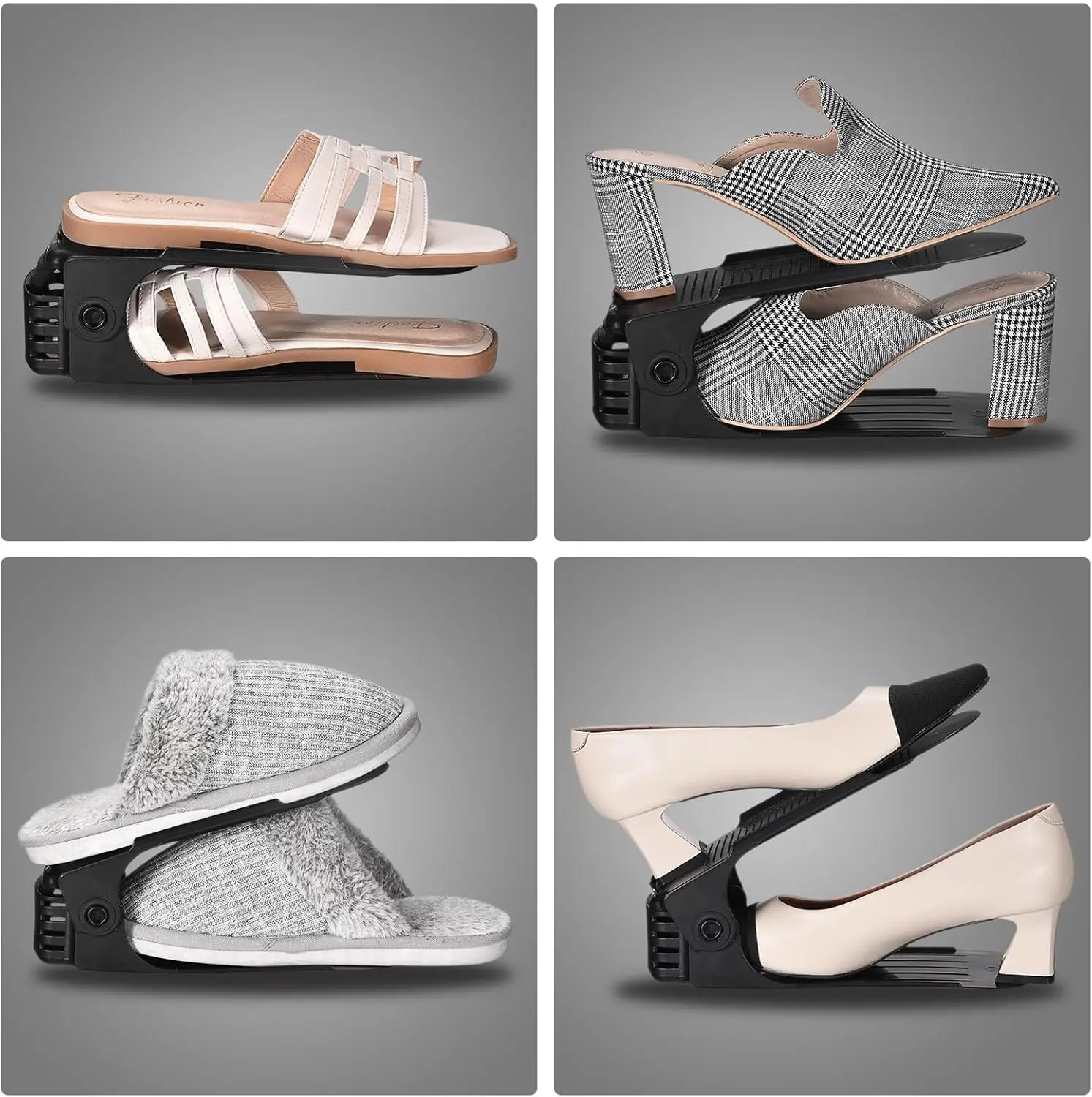5Pcs Shoe Slots Organizer Adjustable Double Layer Space Saving Shoe Rack Organizer For Flat Bottomed High Heel Storage Shoe Rack