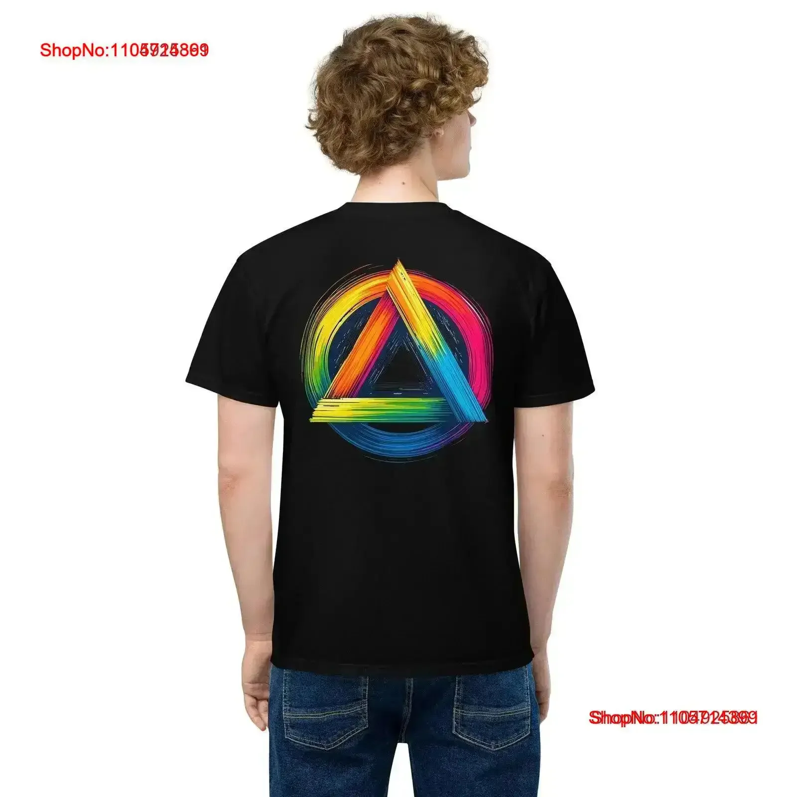 Rainbow Pride AA NA Pop Art Logo Circle Triangle garment dyed premium pocket T Shirt vintage Washed Versatile vintage Washed