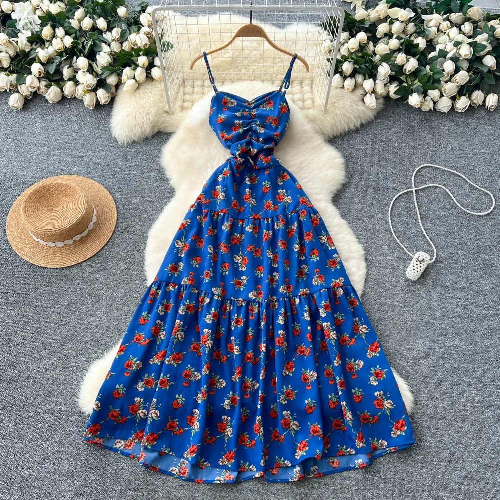 

Шикарные элегантные винтажные тонкие плиссированные платья без рукавов с принтом для отпуска, сказочные вечерние женские летние платья