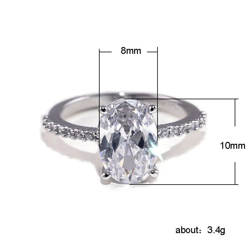 CC Oval Stone Rings for Women Sterling Silver Color White Cubic Zircon Engagement Wedding Accessories Fashion Jewelry CC3336