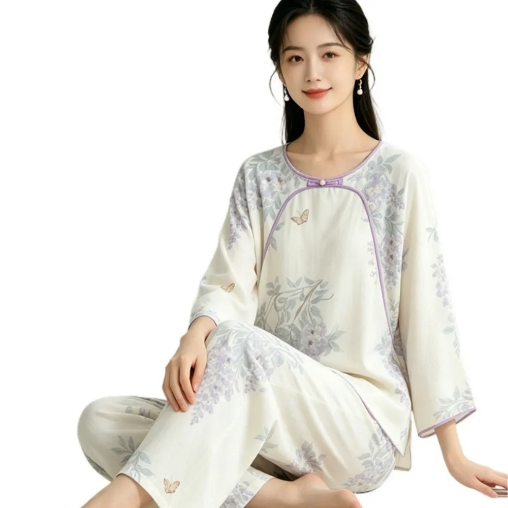 

2026 New Floral Pajamas For Women Sleepwear Home Wear Two-Piece Ladies Set Spring Autumn Long Sleeve Pyjama Set Woman Pijama