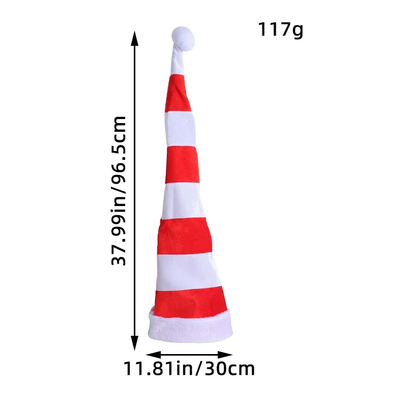 2024 New Christmas Long Hat Creative Elf Hat Party Red White Red Green Atmosphere Clown Hat Christmas Hat Decorative Hat