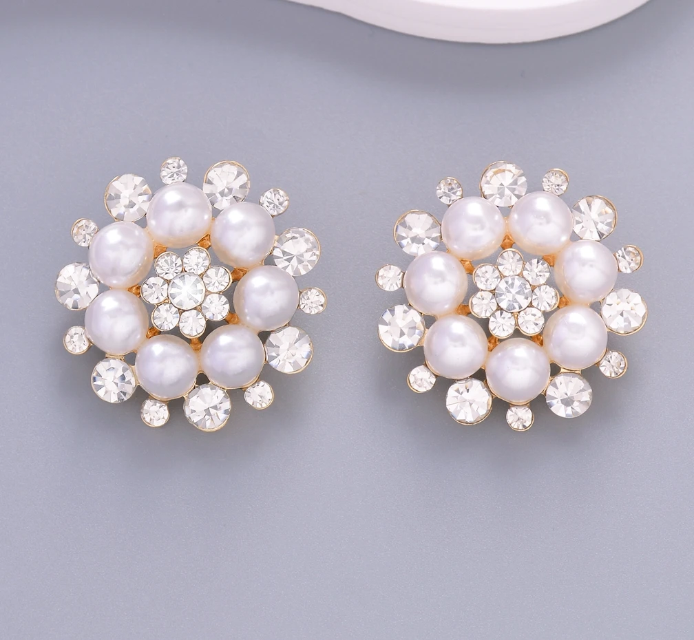 2pcs/Pack 30mm Fashion Rhinestone Large Pearl Buttons For Women Coat Sweater Bridal Wedding Clothing Jewelry DIY Accessories