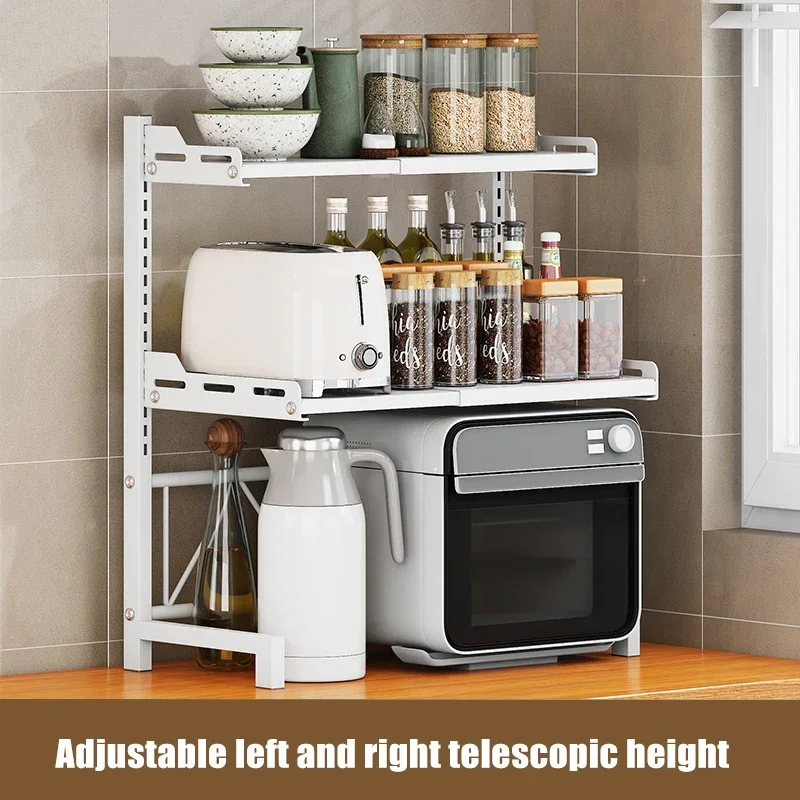 Scalable Kitchen Storage Rack Microwave Stove Storage Rack Household Adjustable Storage Shelf  Toptable Floor Seasoning Shelf