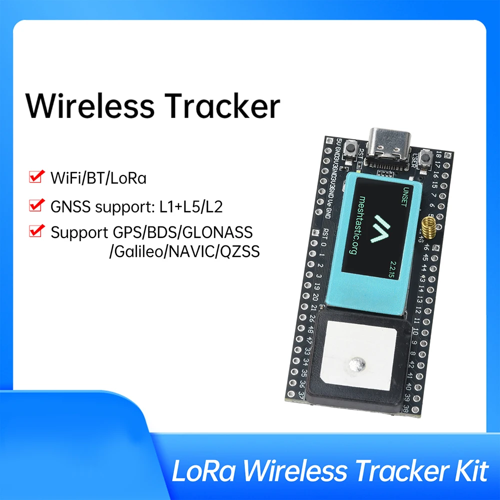 

ESP32-S3FN8 + SX1262 + UC6580 Беспроводной трекер LoRa Wi-Fi Bluetooth GPS трекер 0,96-дюймовый ЖК-дисплей типа C для автомобиля, велосипеда, детей