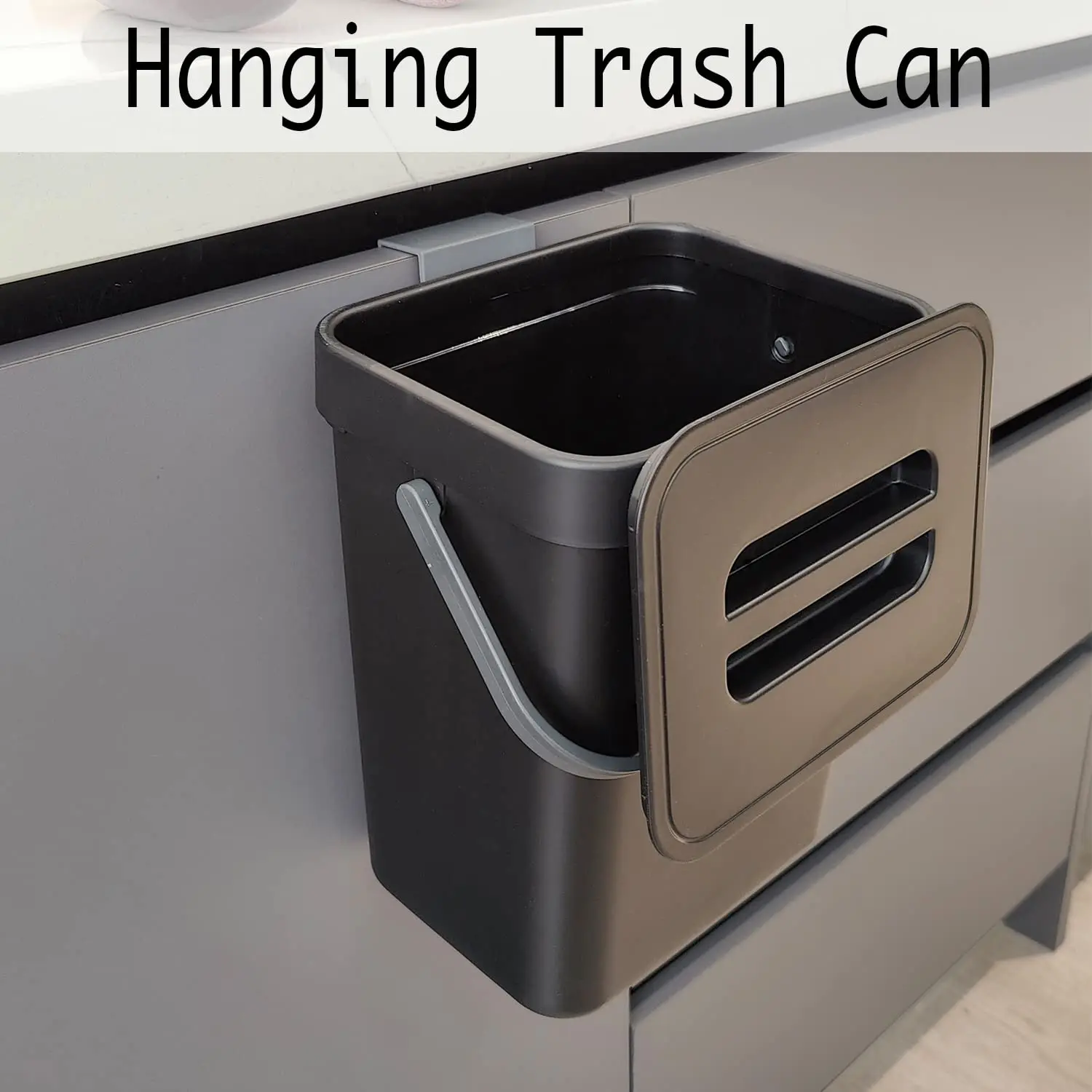 Small Plastic Trash Can, Hanging Small Trash Can with Lid Under Sink for Kitchen,Food Waste Bin ,Mountable Garbage Can Bathroom