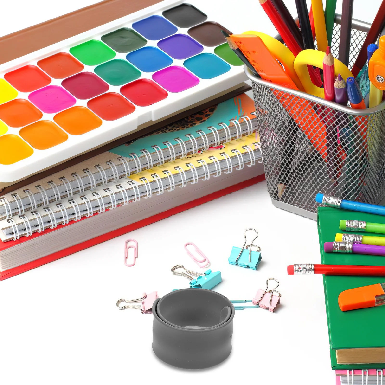 12Pcs Wrapping Paper Organizer Holder with Slap Bands for Roll Storage and Cord Management Tool Slap Bracelet for Wrapping Paper