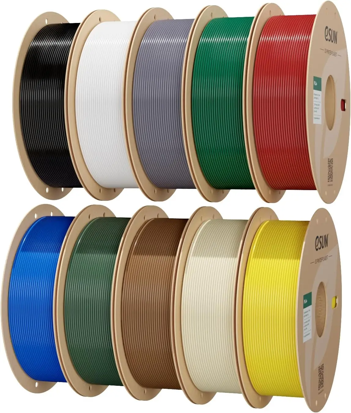 

10KG Bulk PLA+ Filament 1.75mm, 10 Colors Bundle, High Toughness, Clog-Free, +/-0.03mm