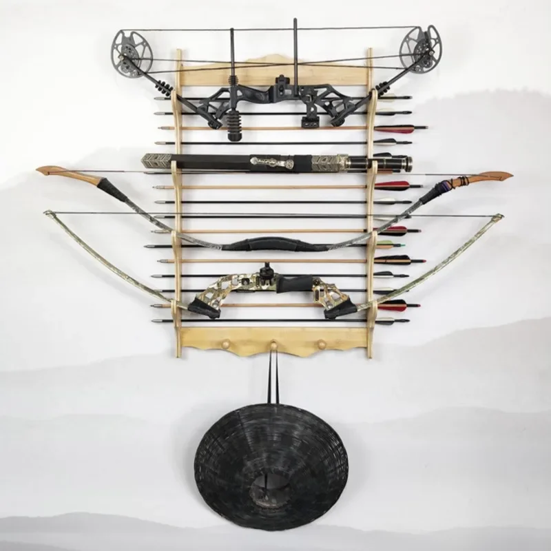 Natural Nanzhu Sword Holder Multi Layer Wall Mounted Weapon Rack Bow and Arrow Display Shelf Creative Combination for Home