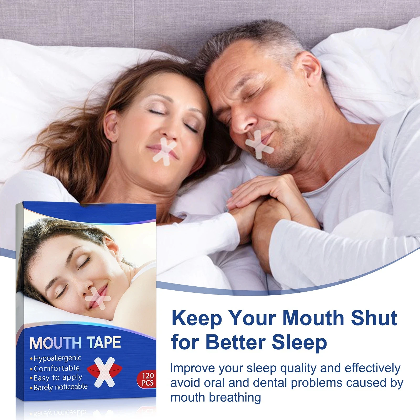 Anti Snoring Mouth Tape Transparent Sleep Strips Stickers Better Nose Breathing Improved Nighttime Sleep Less  Snoring Lip Patch