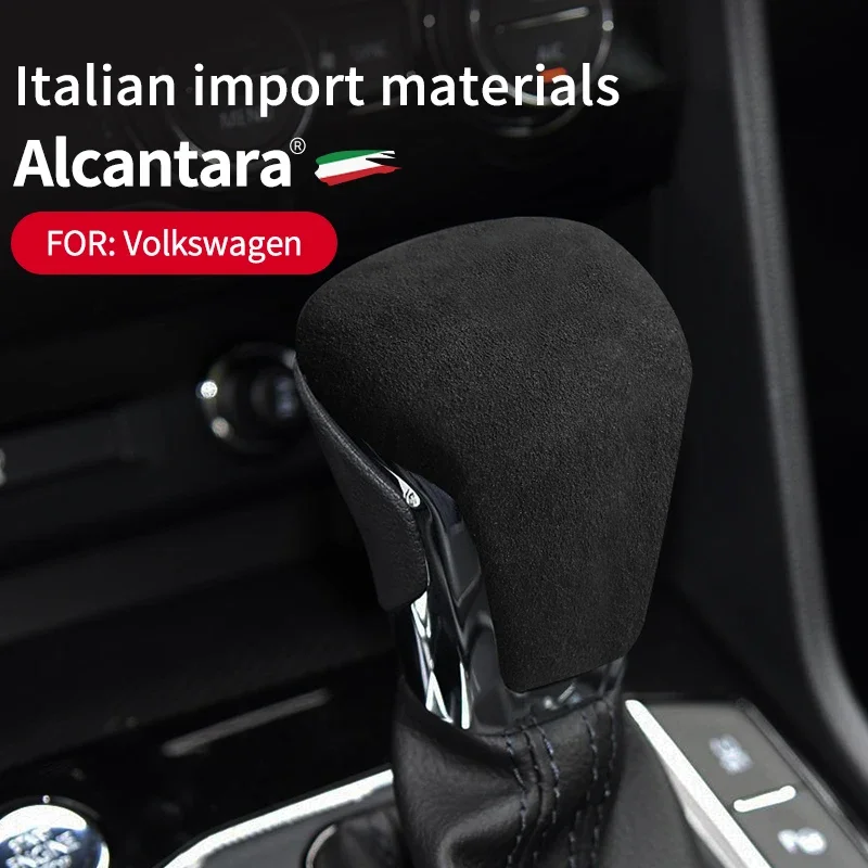 Car Cover Gear Shift Head Knob Alcantara Suede Handbrake Collars Case For VW Teramont X Tiguan X L Phideon Viloran