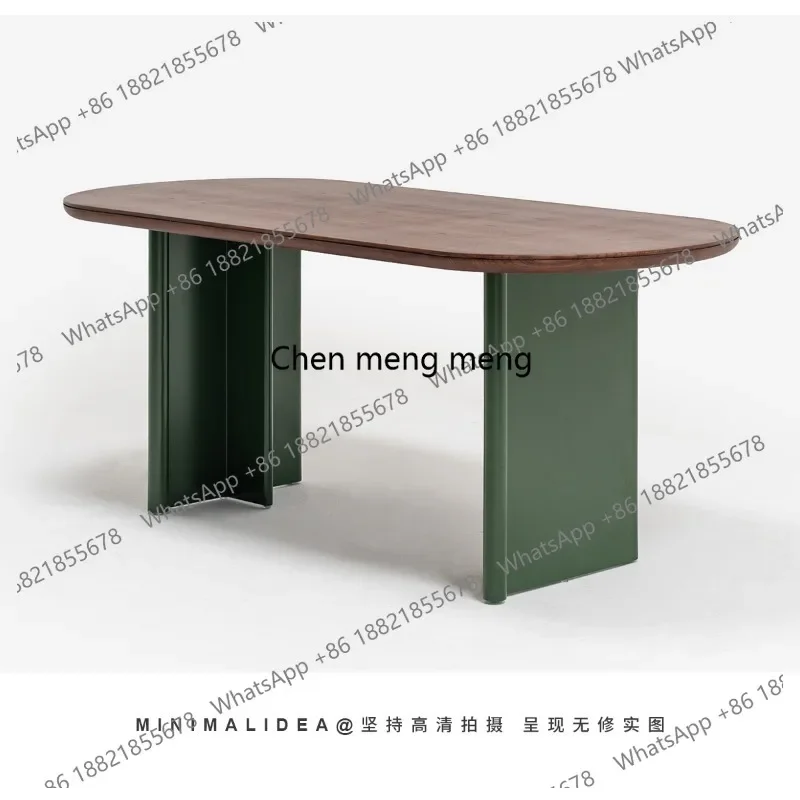 

Dining table/French retro solid wood dining table and chairs household oval dining table light luxury modern