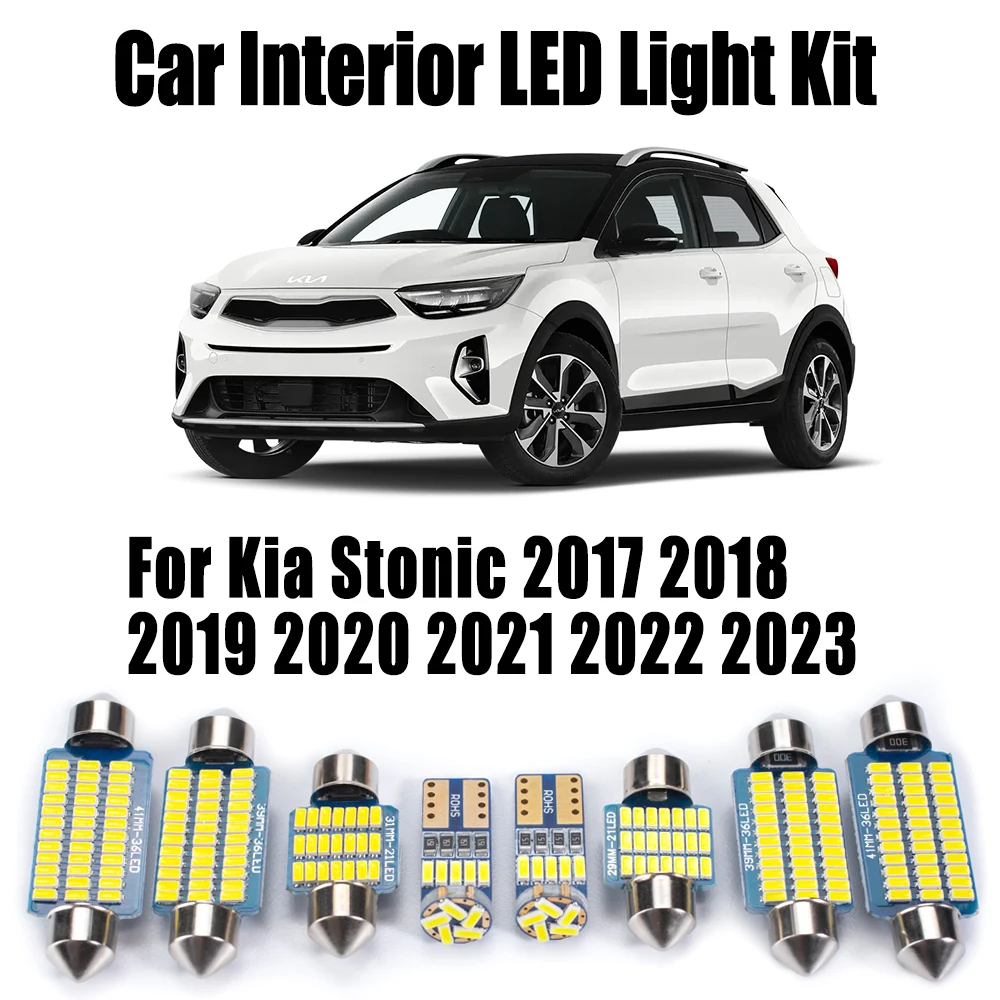 11Pcs Vehicle LED Interior Vanity Mirror Light Kit For Kia Stonic 2017 2018 2019 2020 2021 2022 2023 Car Reading Bulbs No Error