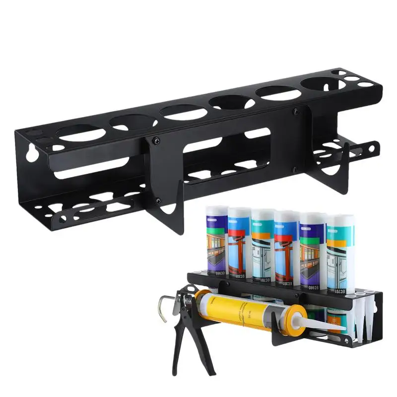 Caulk Tube Holder Wall Mounted Metal Grease Tube Rack Sealant Organizer Hand Caulking Tube Rack Caulking Tool Organizer Holds