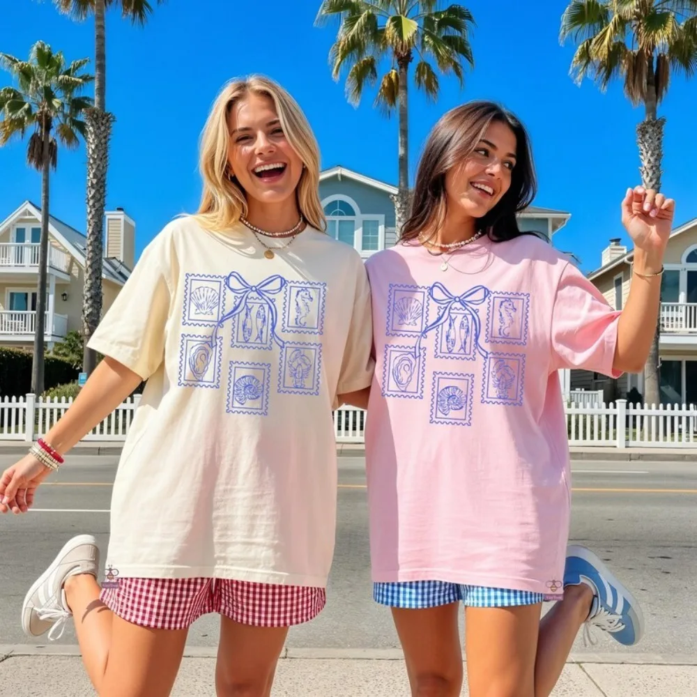 Beach Trip Shirts Sardines T-shirt Ocean Animals Summer Tee Retro Vacation Shirts Trendy Girls Outfit Popular Girly Beach Tops