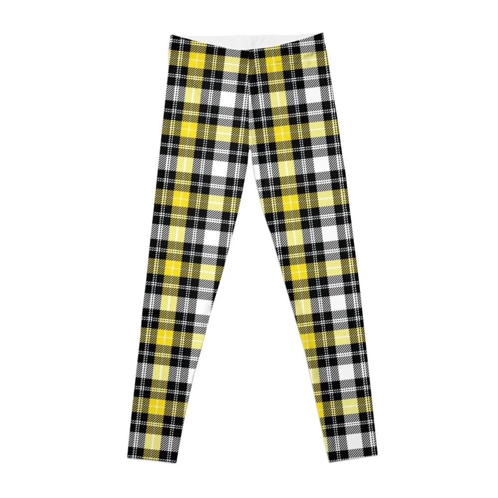 Yellow and Black Tartan Plaid Pattern Retro Preppy 80s 90s Leggings Women sportwear gym clothing Womens Leggings