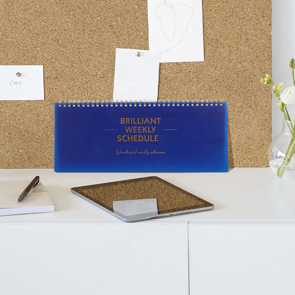 

2pcs Weekly Planner Notepad Small Spiral Binding Undated Daily Organizer For Time Management Horizontal Schedule Planner Office