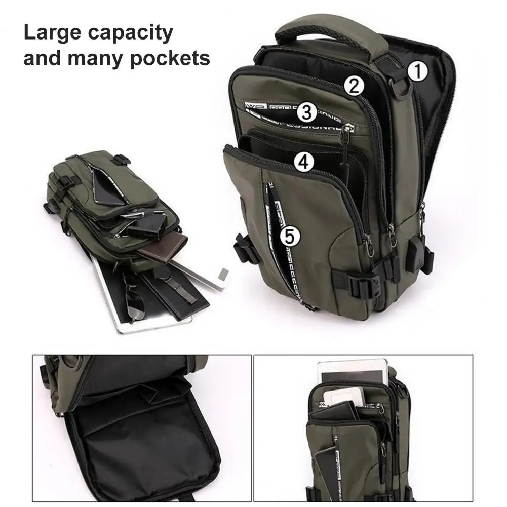 Bolso de pecho con puerto de carga USB para hombre, bolsa cruzada al aire libre, bolso de hombro con eslinga, bolsa de pecho de viaje impermeable,