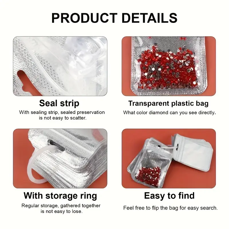 100Pcs DIY Diamond Painting Tools Self Adhesive Bags Drills Glued Stone Storage Sealing Craft Supplies Embroidery Accessories - Image 2