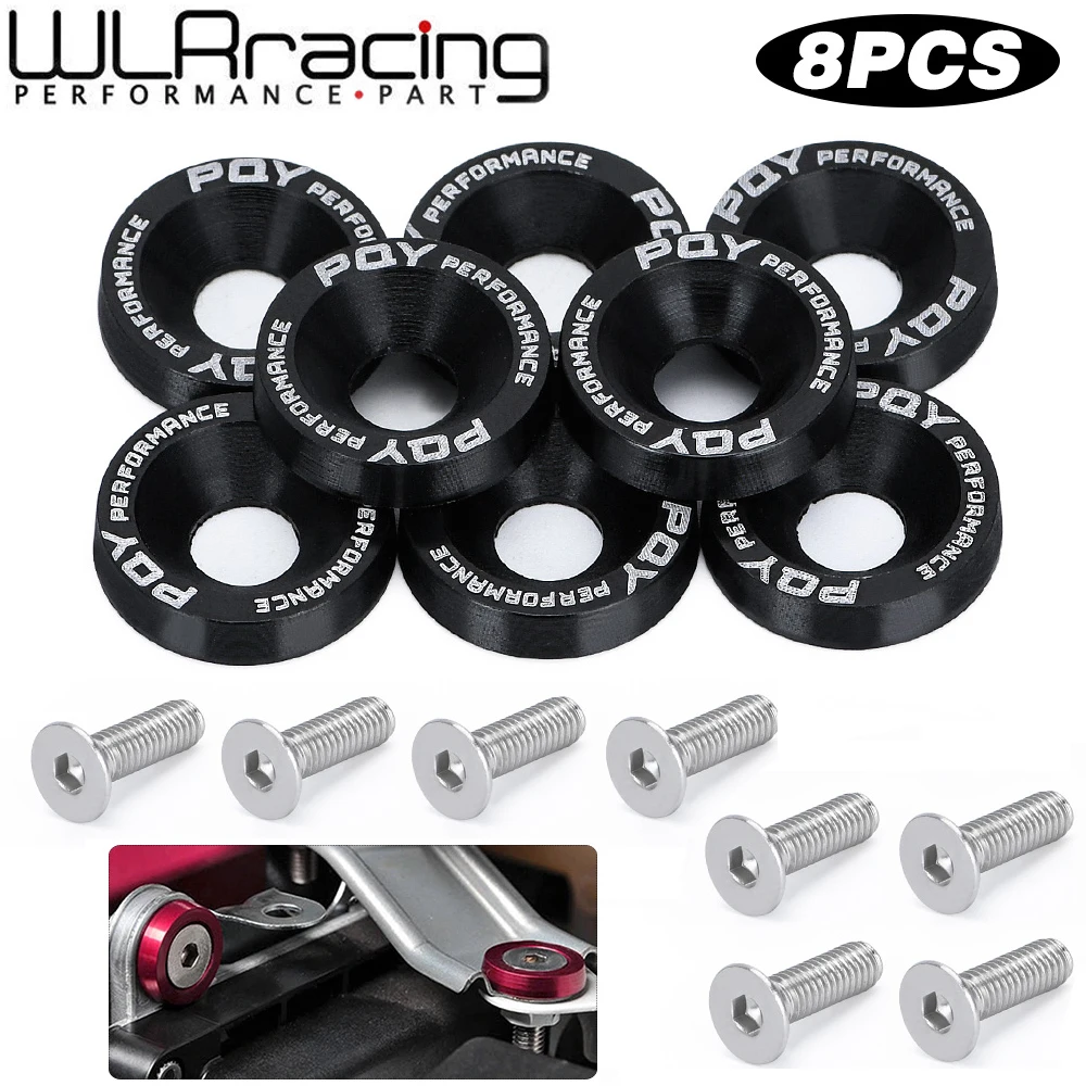 8Pcs M6 Car Modified Hex Fasteners Fender Washer Bumper Engine Concave Screws Fender Washer License Plate Bolts Car styling