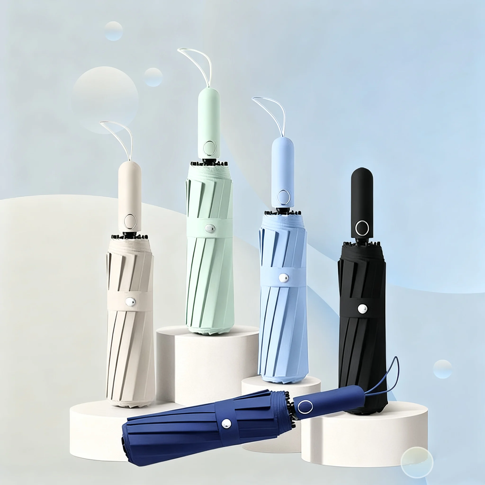 

Automatic 12K 60 Ribs Umbrella With Increased Wind Resistance, Reinforced Folding Umbrella, Black Glue Sun Protection, 1PC