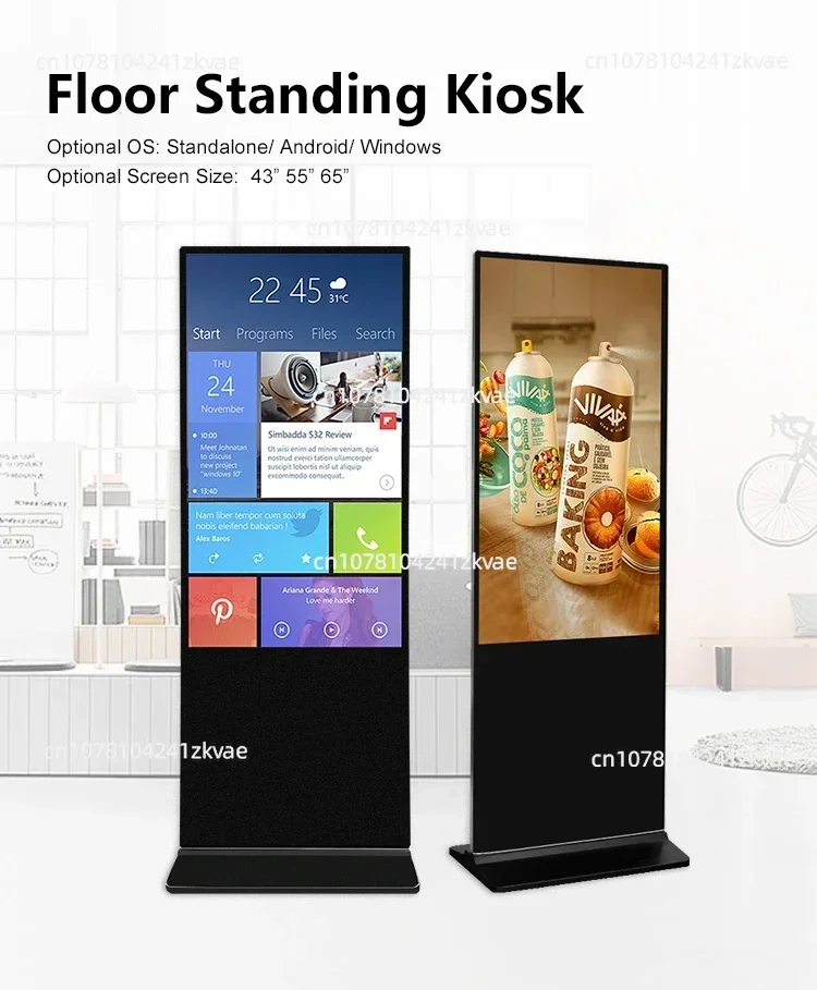 43-65 inch Wall mounted /vertical indoor touch screen lcd outdoor advertising totem kiosk led display digital signage